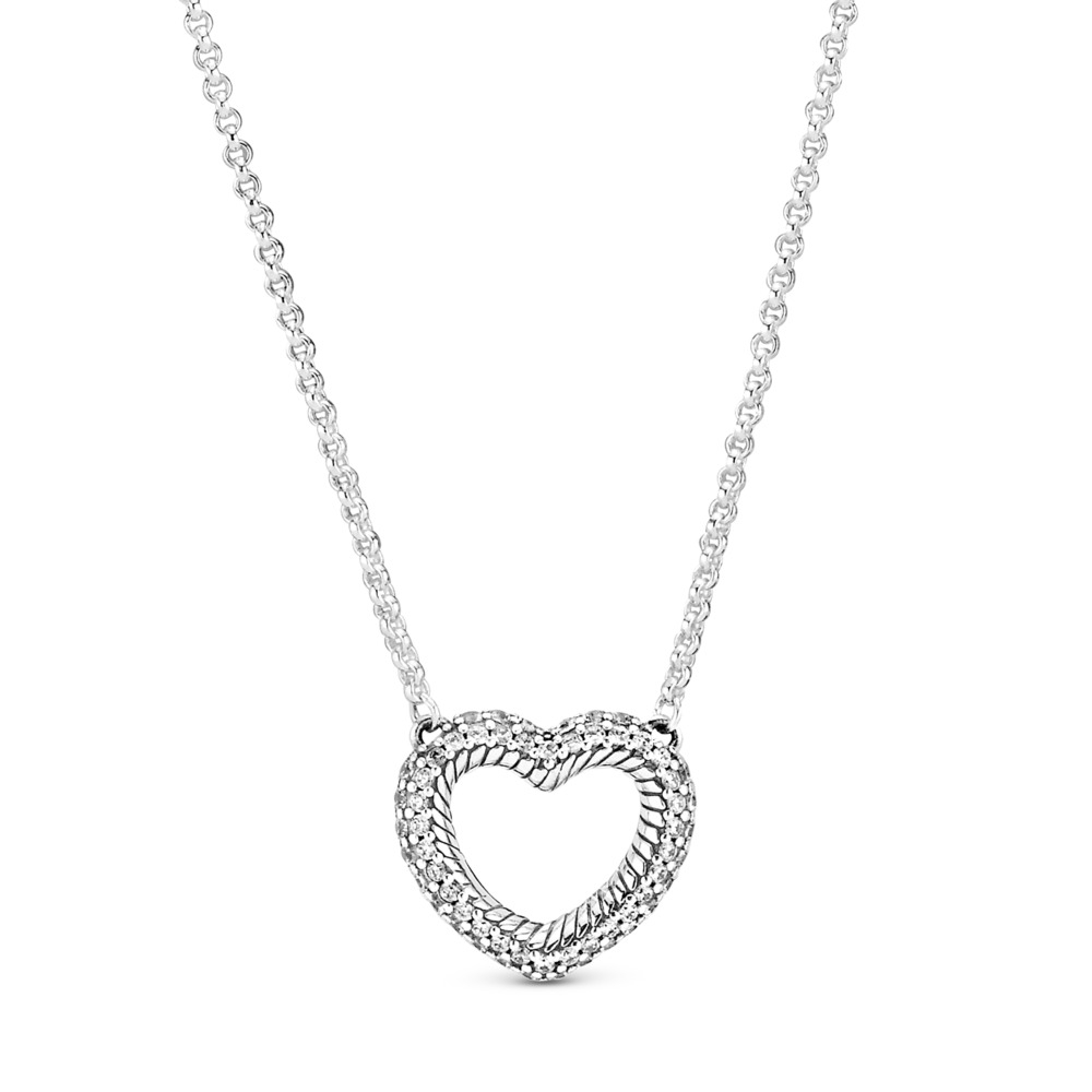 Halsband "Pavé Snake Pattern Open Heart" - Pandora