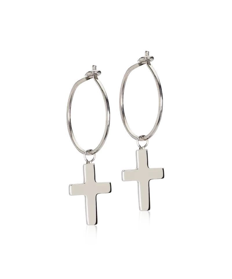 Blomdahl "NT Ear Ring 14 mm Pendant Cross" - Örhängen