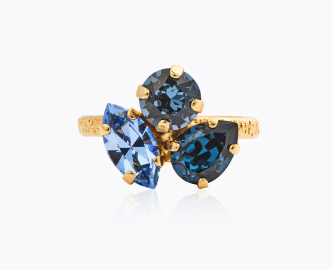 Caroline Svedbom "Ana Ring Gold Denimblue Combo" - Ringar