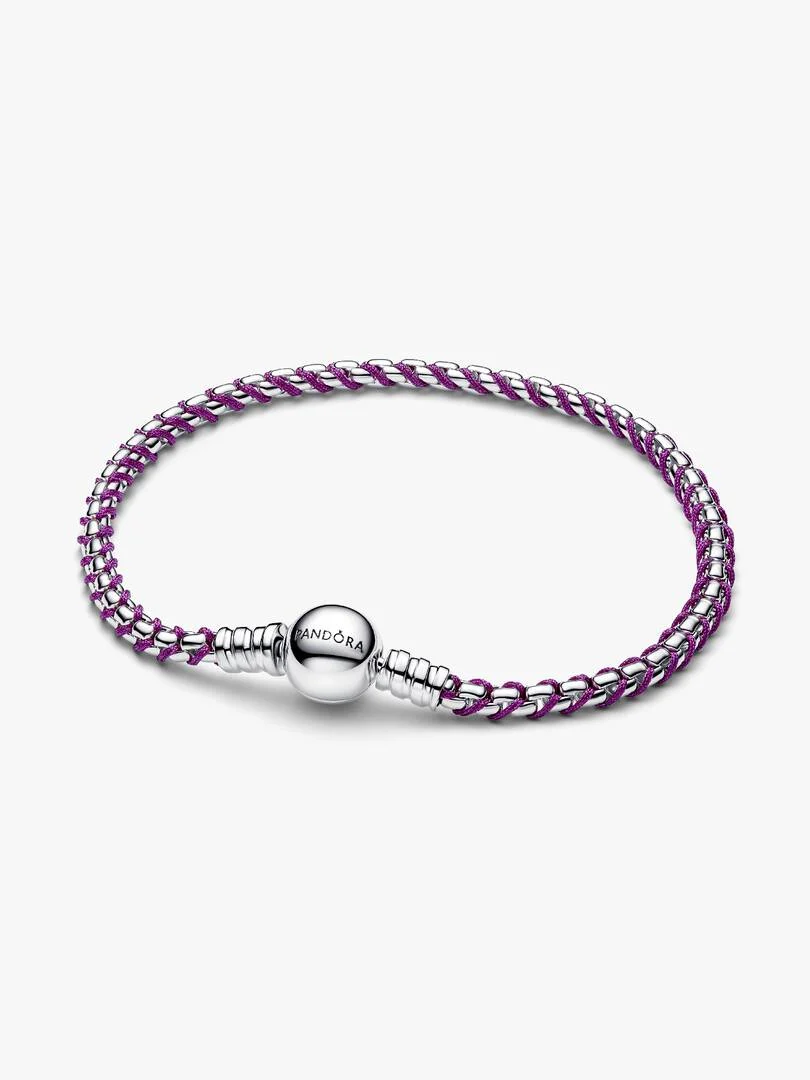 Pandora "Flätat armband med lila tygdetalj" - Armband